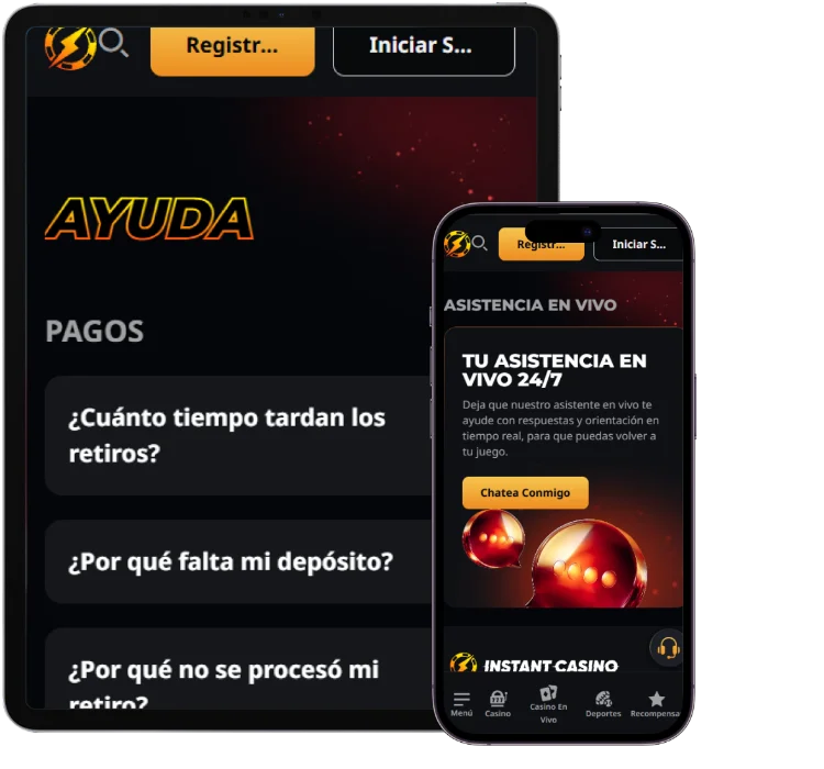 Instant Win soporte móvil Instant Win casino móvil con sección de ayuda, preguntas frecuentes y soporte en vivo